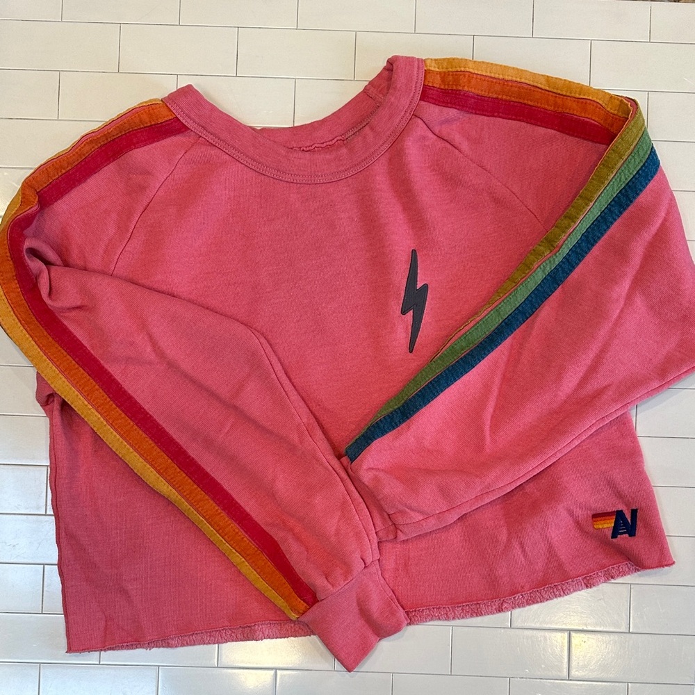 AVIATOR NATION Bolt Cropped Classic Crewneck Sweatshirt (SM)
